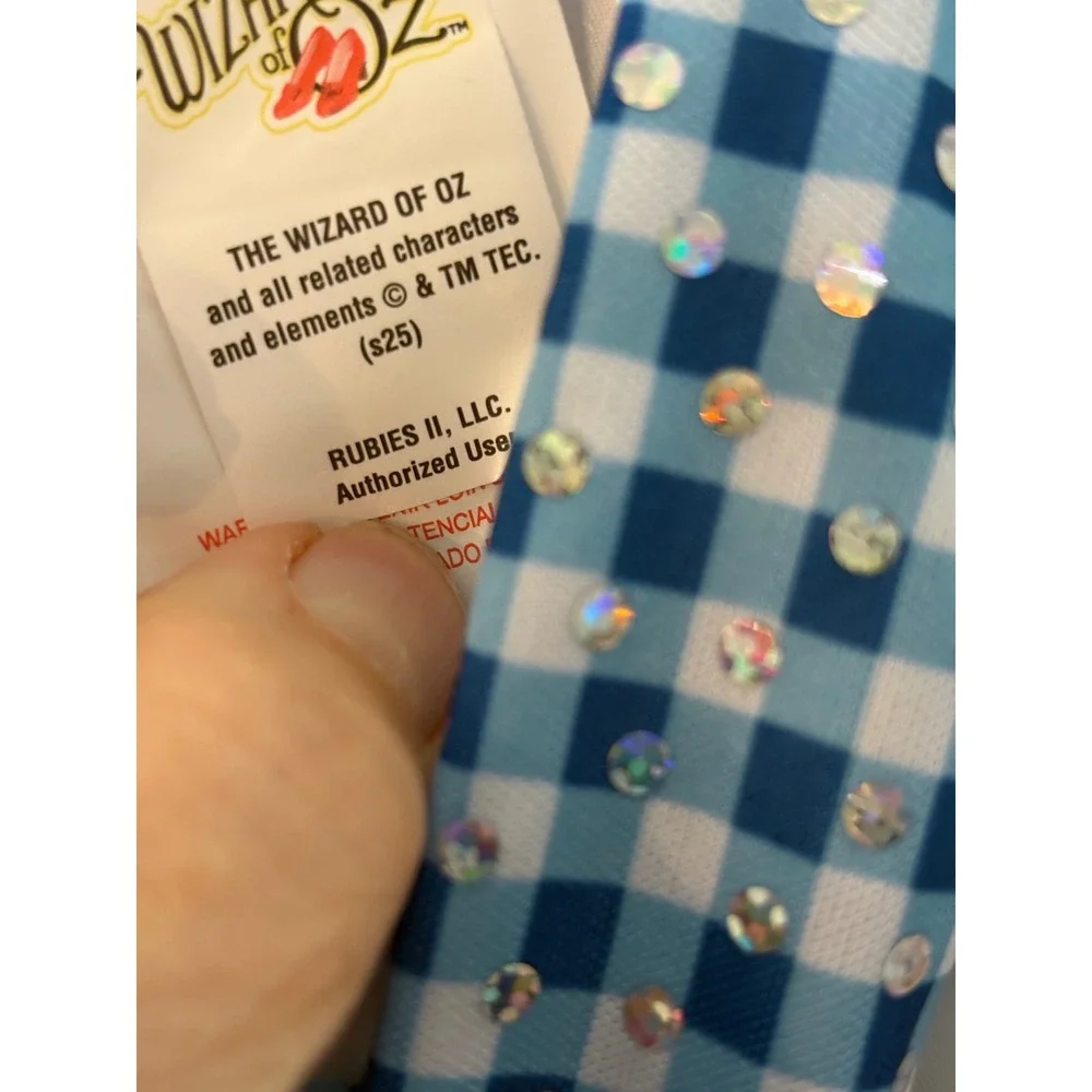 Rubies Wizard of Oz Dorothy Costume Dress Blue Gingham Sequins Kids Girls - Picture 8 of 9
